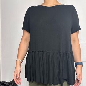 Women’s Black Ruffle Bottom Blouse- Mossimo Supply Co. - Large